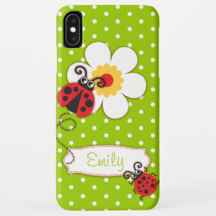 Roze ladybug meisjes naam groen iPhone XS max hoesje