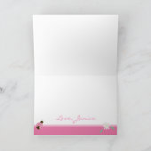 Roze Ladybug met madeliefje GEFORMULEERD Bedankkaart (Binnen)