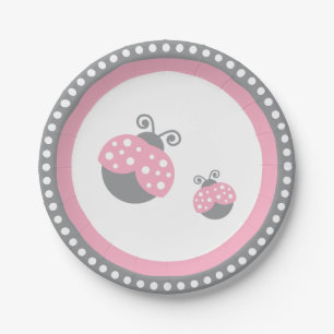 Roze Ladybug Papieren Bordje
