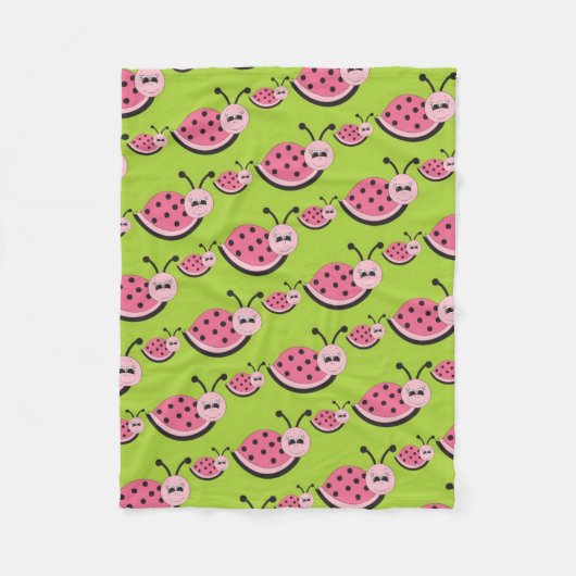 Roze ladybug patroon babymeisje fleece deken (Voorkant)