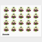 Roze Ladybug Ronde Sticker (Vel)