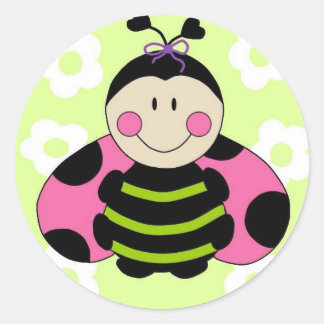 Roze Ladybug Ronde Sticker