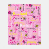 Roze ladybugs bij- en hartenmeisjes, aangepaste na fleece deken (Voorkant)