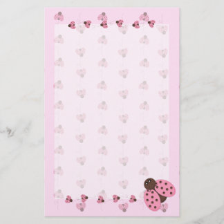 Roze Ladybugs Briefpapier