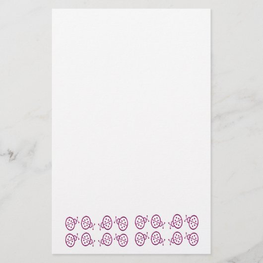 Roze Ladybugs Briefpapier (Voorkant)