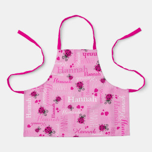 Roze ladybugs en gepersonaliseerde harten schort