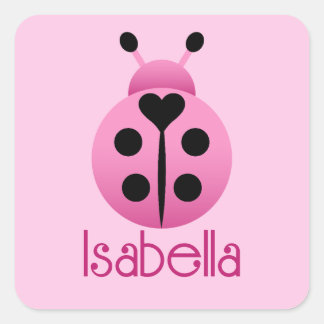 Roze Ladybugs Vierkante Sticker