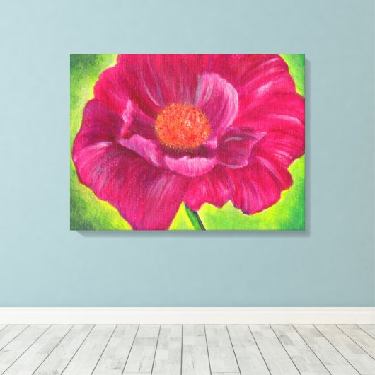 Roze laffer klep Acrylverf Canvas Afdruk (Insitu (Houten vloer))