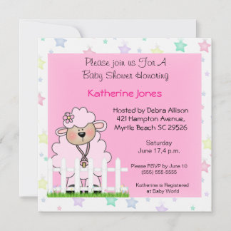 Roze Lam Douche uitnodiging