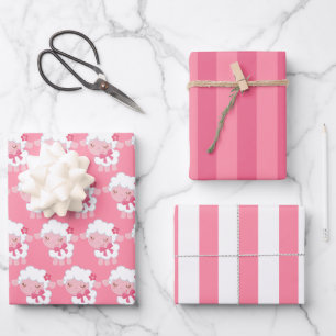 Roze Lam Inpakpapier Set Vel