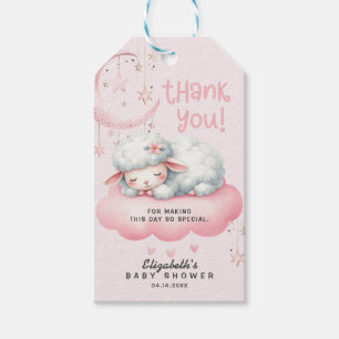 Roze Lam Meisje Dank u Baby shower Cadeaulabel