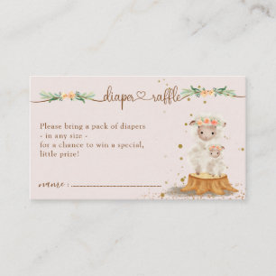 Roze Lam Schaap Baby Shower Mamma Luier Raffle Informatiekaartje