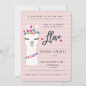Roze lama-baby shower Uitnodiging // lama-liefde (Voorkant)