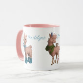 Roze lama's gepersonaliseerd mok (Voorkant links)