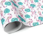 Roze lamingos cadeaupapier (Rol Hoek)