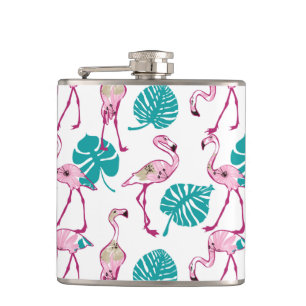 Roze lamingos heupfles