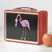 Roze lamingos met een rode stropdas (In situ)