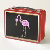 Roze lamingos met een rode stropdas (Achterkant)