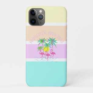 Roze lamingos met palmen, Namaste stranden, Koel iPhone 11 Pro Hoesje