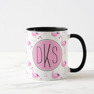 Roze lamingos Monogram Mok