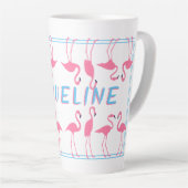 Roze lamingos Name Sjabloon Tall Latte mok (Rechterhoek)