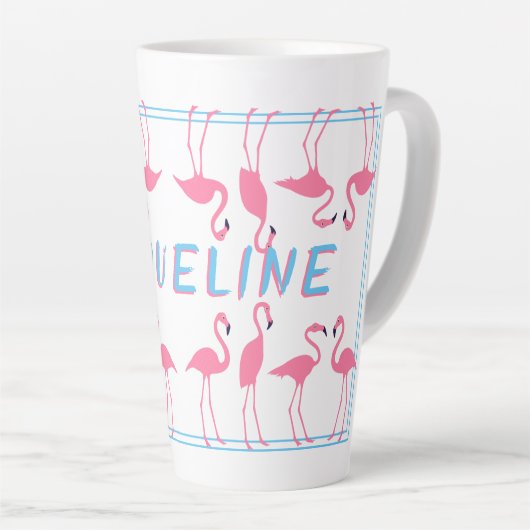 Roze lamingos Name Sjabloon Tall Latte mok (Rechterhoek)