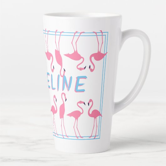 Roze lamingos Name Sjabloon Tall Latte mok (Rechts)