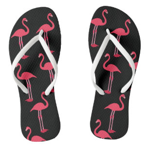 Roze lamingos op zwart teenslippers