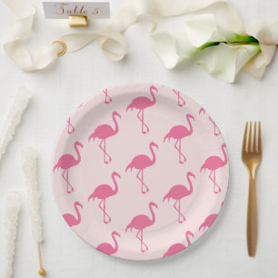 Roze lamingos papieren bordje