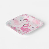 Roze lamingos papieren bordje (Gebogen)