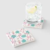 Roze lamingos stenen onderzetter (Zijkant)