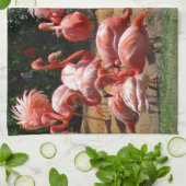 Roze lamingos theedoek (Gevouwen)