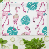 Roze lamingos theedoek (Gevouwen)