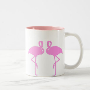 Roze lamingos tweekleurige koffiemok