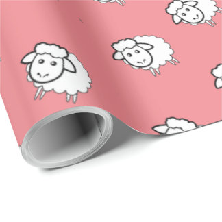Roze lammeren cadeaupapier