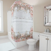 Roze land Floral Grey Wood Douchegordijn (In situ)