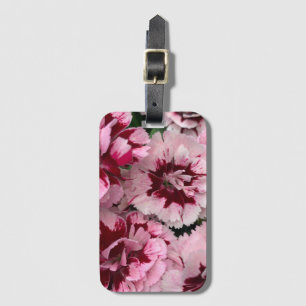 Roze landbloemen bagagelabel