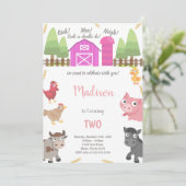 Roze landbouwhuisdieren kaart (Staand voorkant)