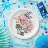 Roze landroos papieren bordje (Feest)