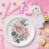 Roze landroos papieren bordje (Feest)