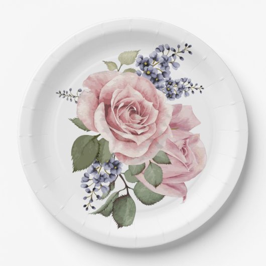 Roze landroos papieren bordje (Voorkant)