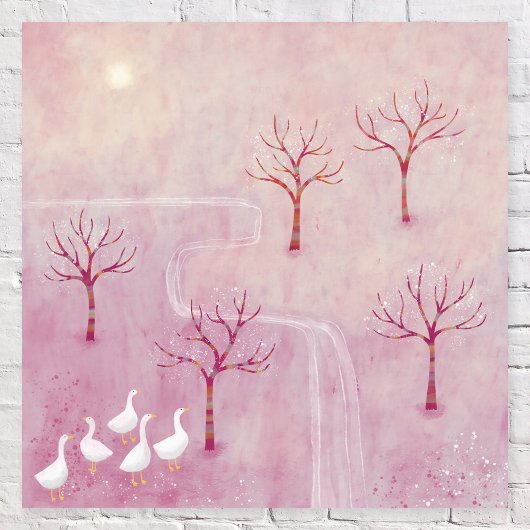 Roze landschapsverf poster
