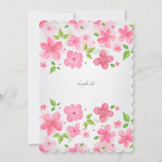 Roze langwerpige grensuitnodiging kaart (Achterkant)