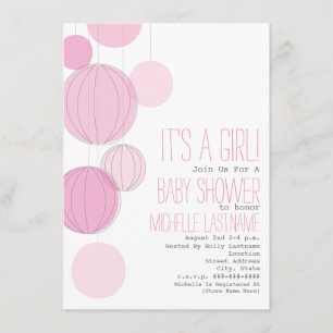 Roze Lantaarns Meisje Baby shower Kaart