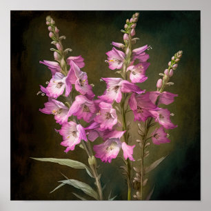 Roze Larkspur Flower Art Print Poster
