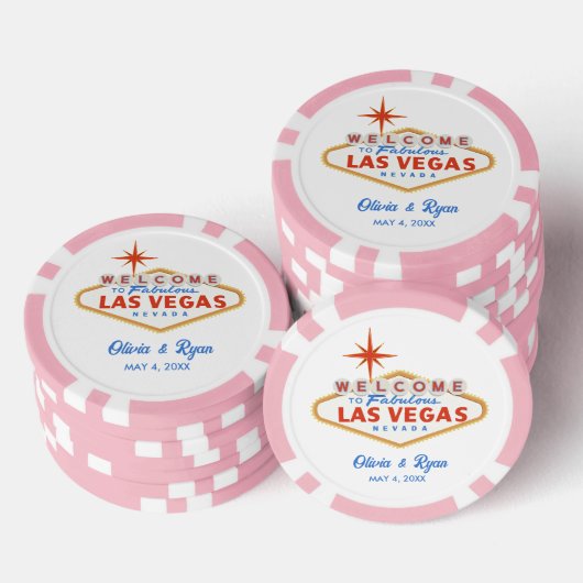 Roze Las Vegas bruiloft gunst Poker Chips (Opstapeling)