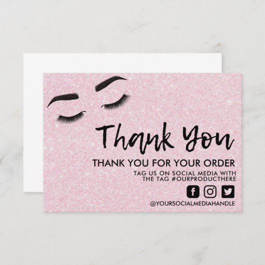 Roze Lashes Eyes Elegant Dank u het Tussenvoegsel (Voorkant / Achterkant)