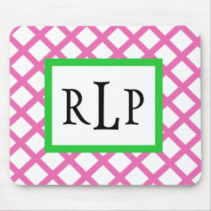 Roze Lattice Mousepad Monogrammed Muismat