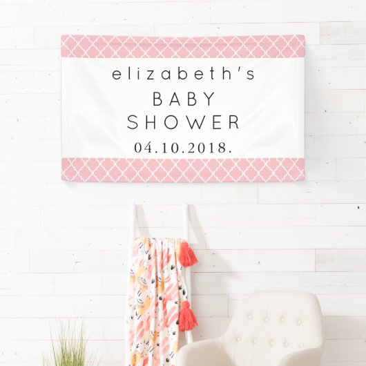 Roze Latticework, Marokkaanse Trellis, Baby shower Spandoek (Insitu)