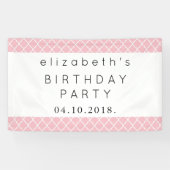 Roze Latticework, Marokkaanse Trellis, Birthday Spandoek (Horizontaal)